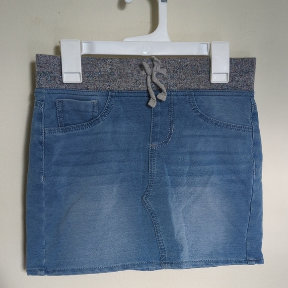 Vanilla Star Girls Blue Jean Drawstring Skorts with Sparkle Waistband Size 12 - Picture 1 of 5